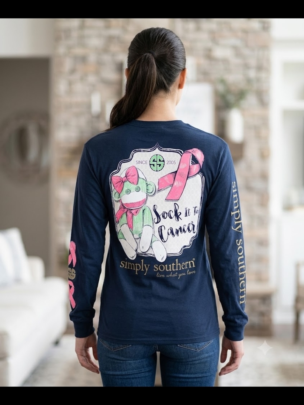 Simply Southern Navy 'Sock It to Cancer' Long Sleeve Tee